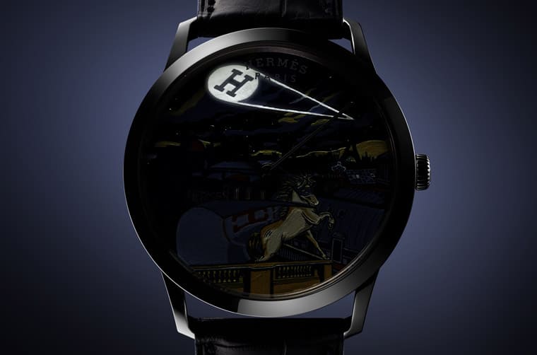 愛馬仕Slim d'Hermès工藝表把虛構超級英雄微繪在砂金石面盤上-復刻表